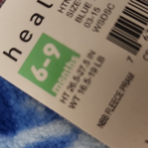 Healthtex Fleece Blue Football Footed Zip Up - Size 6-‎ 9 months - Picture 7 of 16